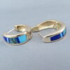Gold Lapis & Turquoise Inlay Earrings ‘Huggies’