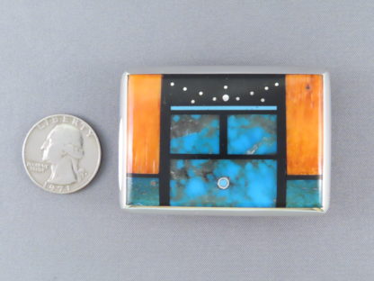 Inlaid Sterling Silver Belt Buckle by Jimmy Poyer