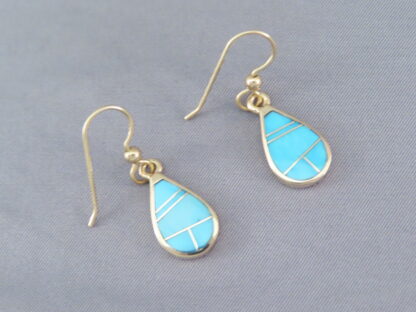 Gold & Turquoise Inlay Earrings
