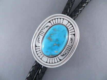 Leonard Nez Blue Gem Turquoise Bolo Tie
