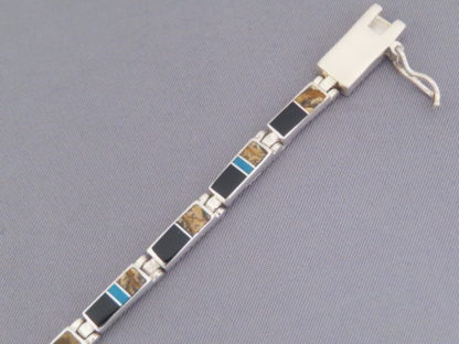 Multi-Stone Inlay Link Bracelet featuring Turquoise