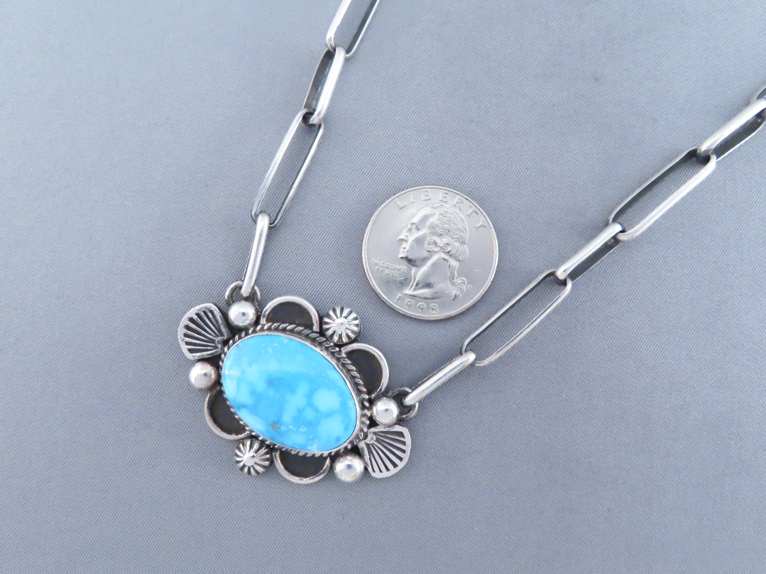 Kingman Turquoise Pendant Necklace