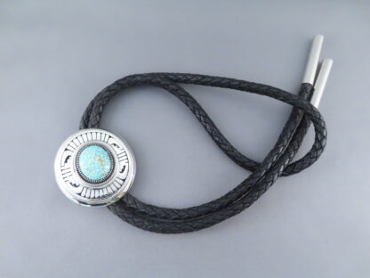 #8 Turquoise Bolo Tie by Leonard Nez