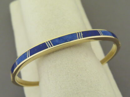 Gold Bracelet with Lapis Inlay