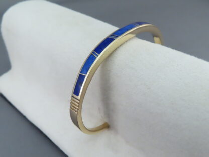 Gold Bracelet with Lapis Inlay