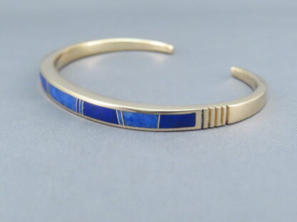 Gold Bracelet with Lapis Inlay