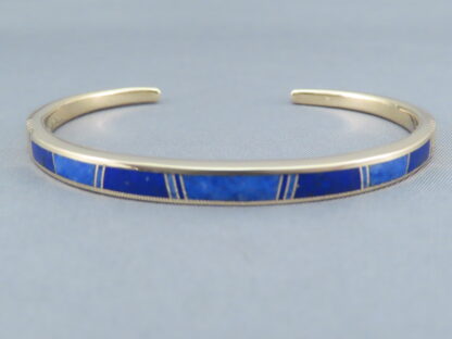 Gold Bracelet with Lapis Inlay