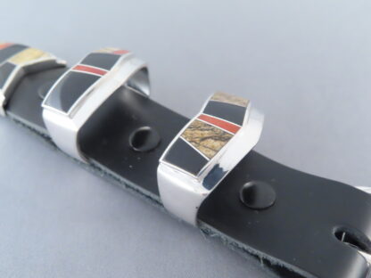 Multi-Stone Inlay Belt Buckle with Coral (Ranger Buckle Set)