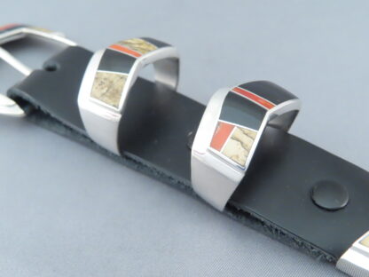 Multi-Stone Inlay Belt Buckle with Coral (Ranger Buckle Set)