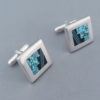Cufflinks with Turquoise & Black Jade Inlay