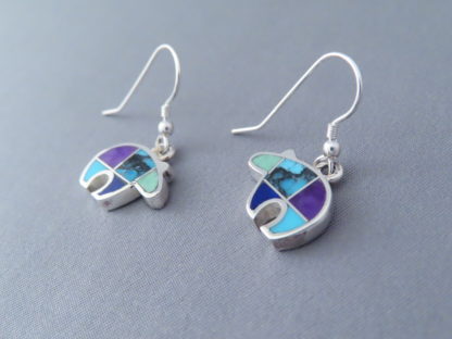 Inlaid Multi-Stone BEAR Earrings