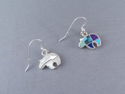 Inlaid Multi-Stone BEAR Earrings