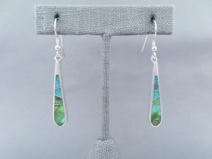 Green Turquoise Inlay Earrings (Longer Hooks)