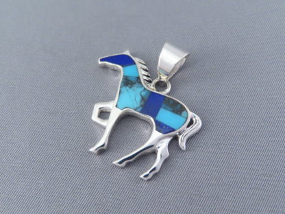 Turquoise & Lapis Inlay Horse Pendant – Medium Size