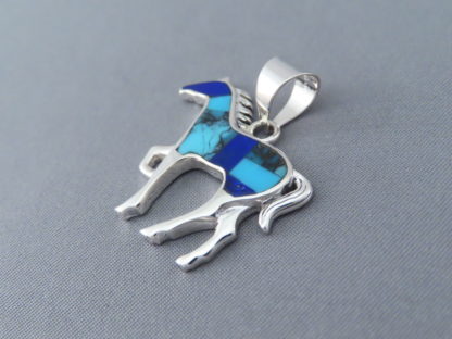 Turquoise & Lapis Inlay Horse Pendant – Medium Size