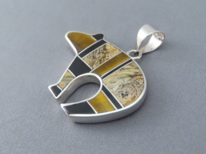 Multi-Stone Inlay Bear Pendant