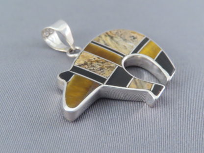 Multi-Stone Inlay Bear Pendant