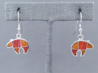 Bear Earrings - Spiny Oyster Shell Inlay