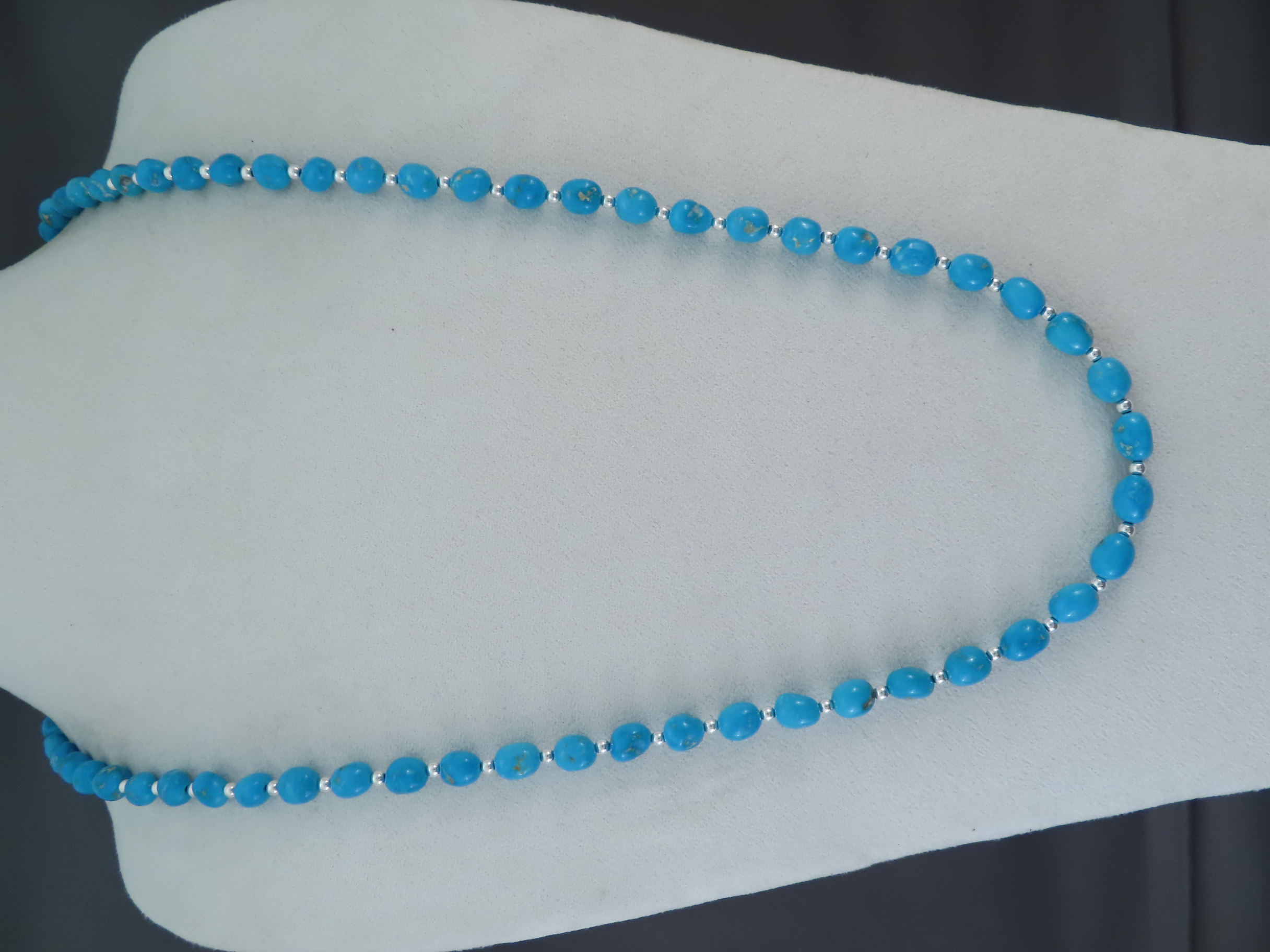 Native American Jewelry - Long Sleeping Beauty Turquoise Necklace by Navajo jewelers, Desiree & Artie Yellowhorse $745- FOR SALE