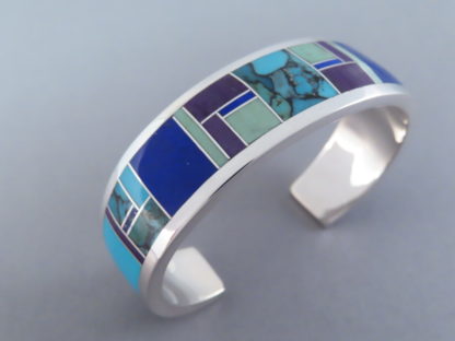 Inlaid Multi-Stone Cuff Bracelet