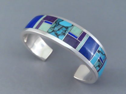 Inlaid Multi-Stone Cuff Bracelet