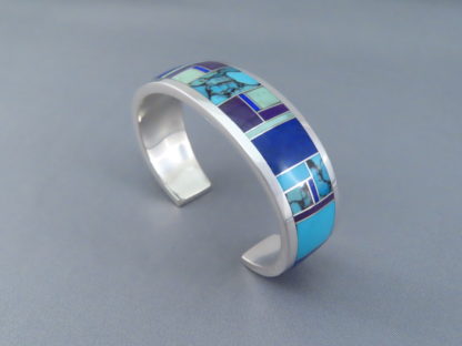 Inlaid Multi-Stone Cuff Bracelet