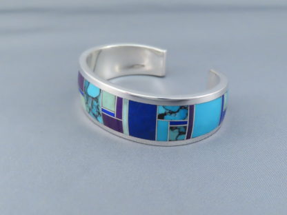 Inlaid Multi-Stone Cuff Bracelet
