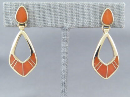 Coral & Gold Earrings