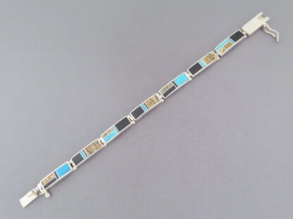 Multi-Stone Inlay Link Bracelet featuring Turquoise