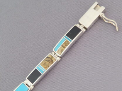 Multi-Stone Inlay Link Bracelet featuring Turquoise
