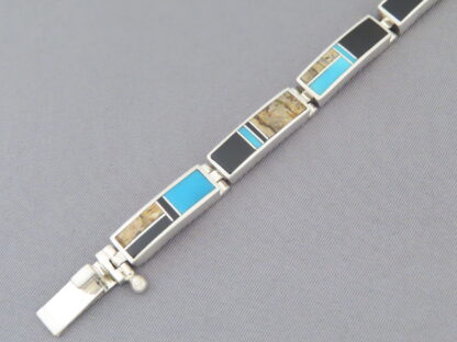 Multi-Stone Inlay Link Bracelet featuring Turquoise