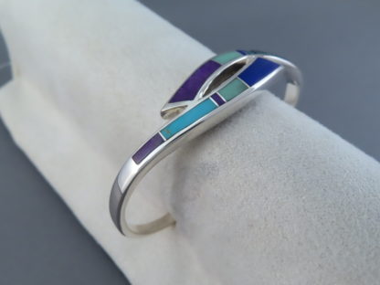 Inlaid Multi-Stone Bracelet Cuff