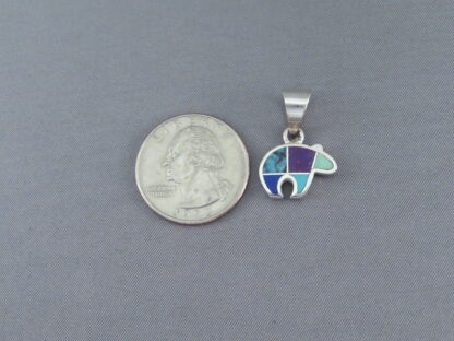 Inlaid Multi-Stone Bear Pendant – Small Reversible Bear Pendant