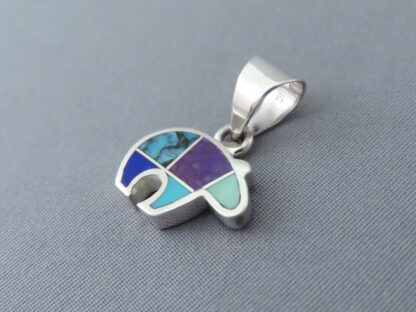 Inlaid Multi-Stone Bear Pendant – Small Reversible Bear Pendant