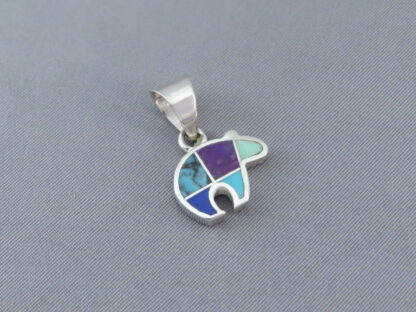 Inlaid Multi-Stone Bear Pendant – Small Reversible Bear Pendant