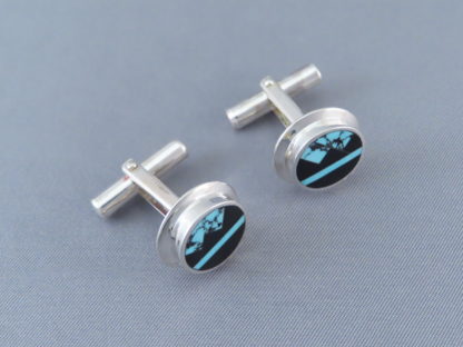 Turquoise & Black Jade Inlay Cufflinks