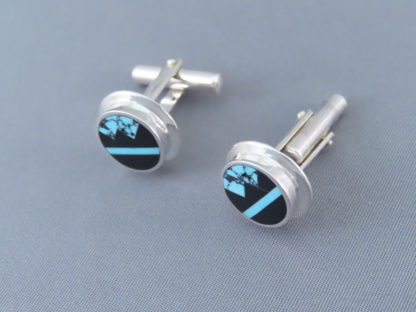 Turquoise & Black Jade Inlay Cufflinks