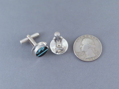 Turquoise & Black Jade Inlay Cufflinks