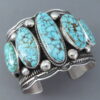Kingman Turquoise Sterling Silver Cuff Bracelet by Guy Hoskie