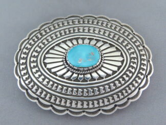 Shop Native American Jewelry - Blue Gem Turquoise Belt Buckle by Navajo jeweler, Tsosie Orville White FOR SALE $795-