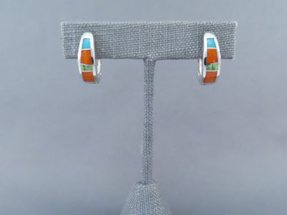 Colorful Multi-Stone Inlay Earrings (Smaller Huggies)