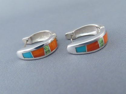 Colorful Multi-Stone Inlay Earrings (Smaller Huggies)