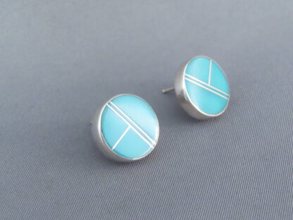 Turquoise Inlay Earrings (Round Posts)