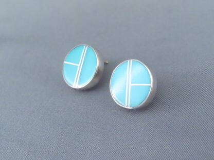 Turquoise Inlay Earrings (Round Posts)