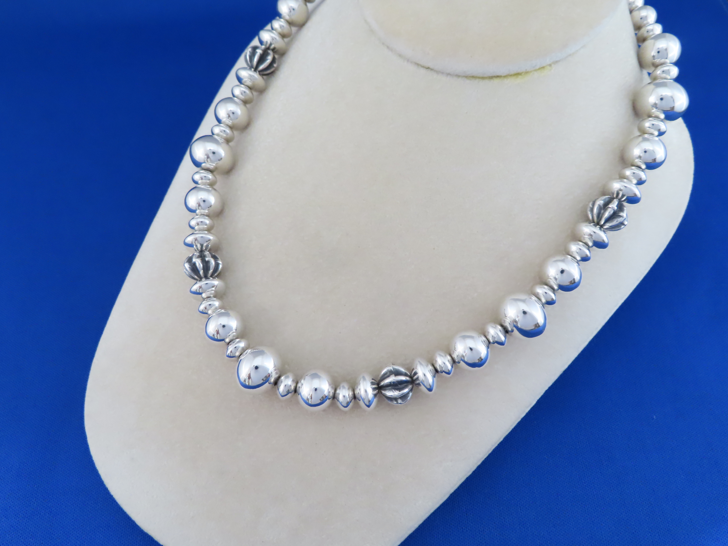 Bryan Joe Sterling Silver Bead Necklace (18″)