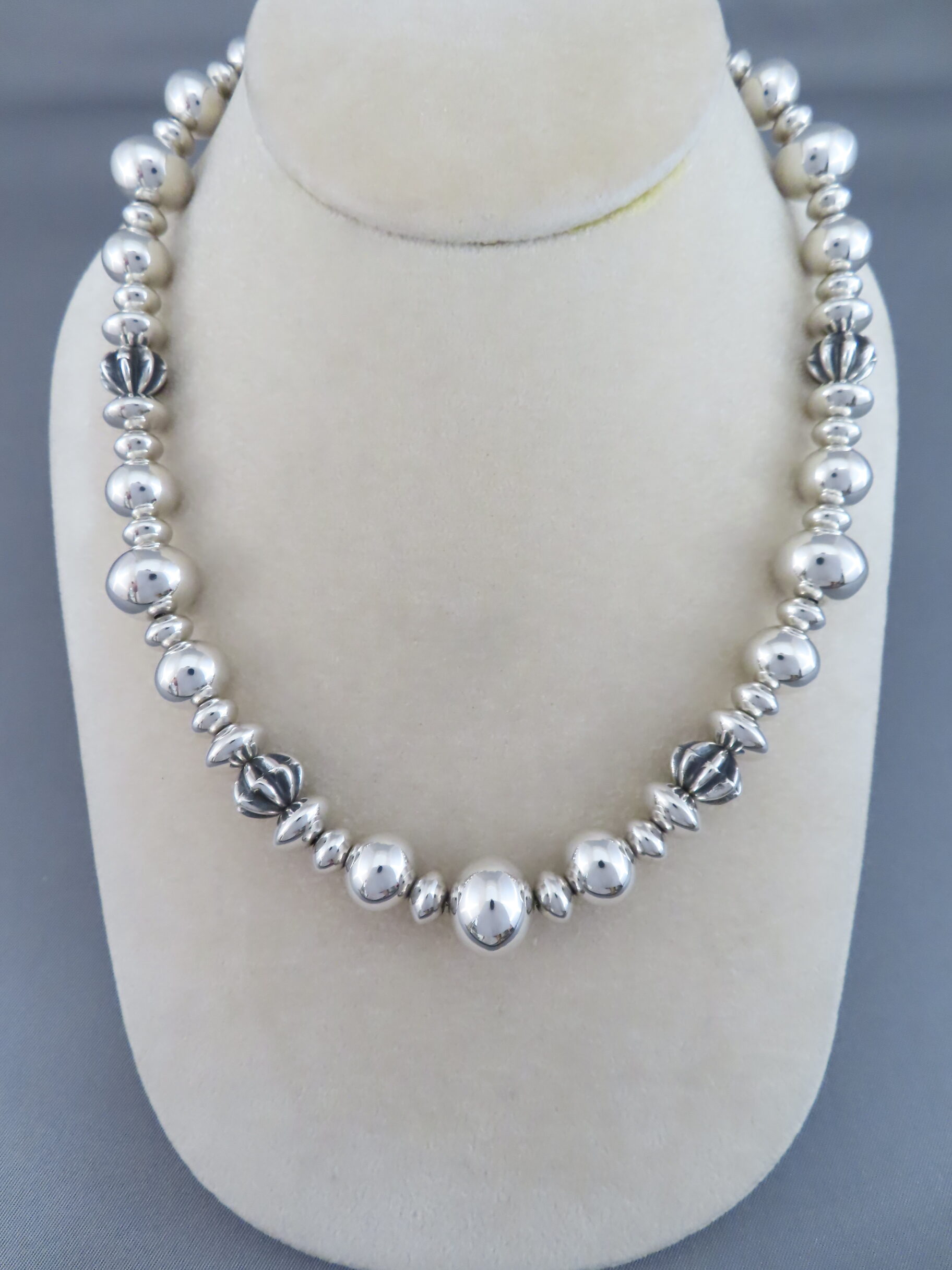 Bryan Joe Sterling Silver Bead Necklace (18″)