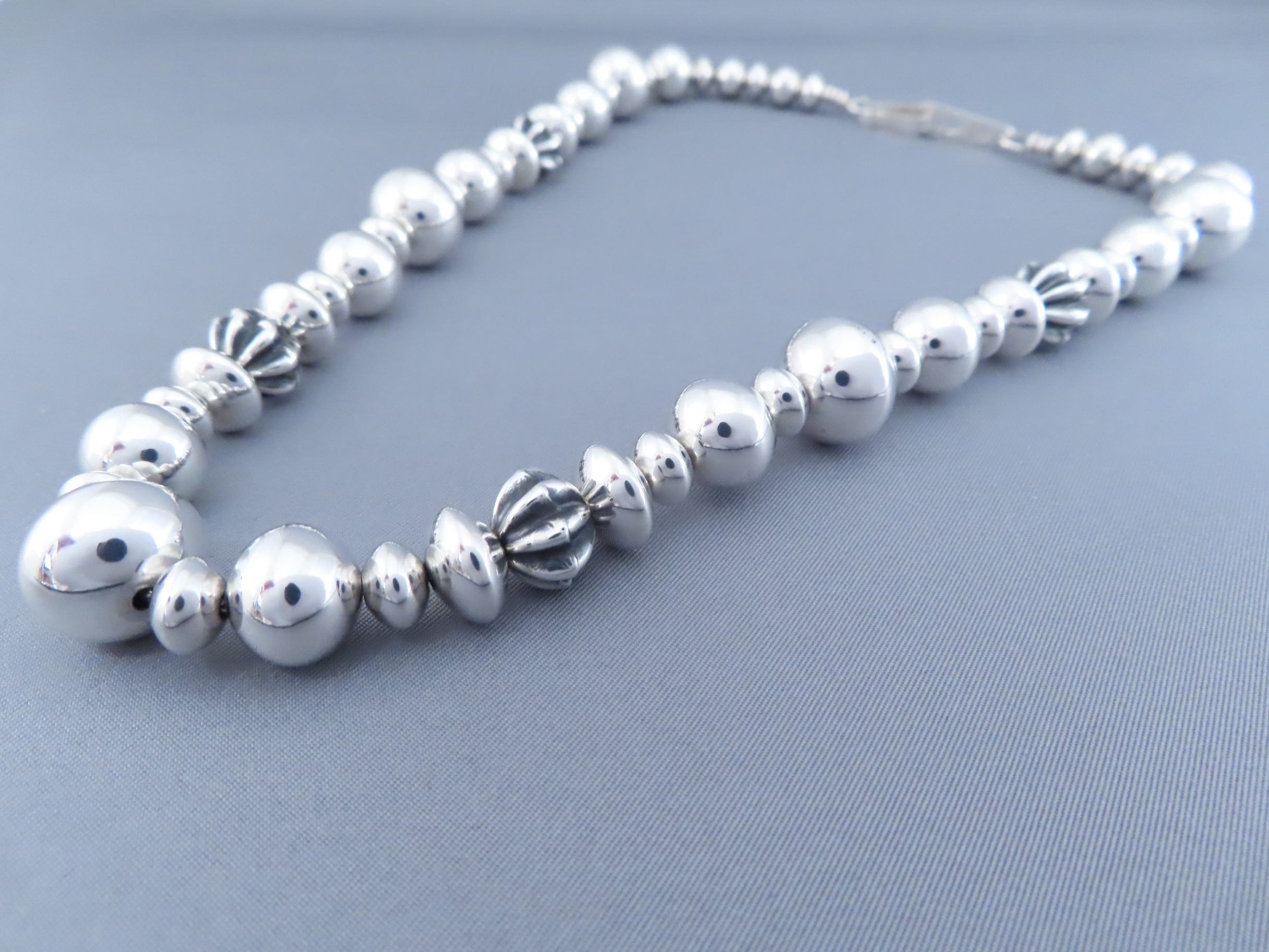 Bryan Joe Sterling Silver Bead Necklace (18″)