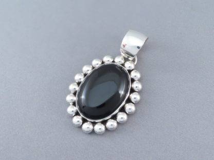 Onyx & Sterling Silver Navajo Pendant
