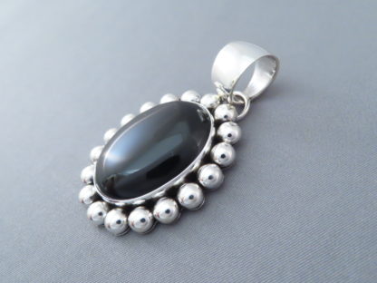 Onyx & Sterling Silver Navajo Pendant
