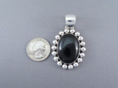 Onyx & Sterling Silver Navajo Pendant